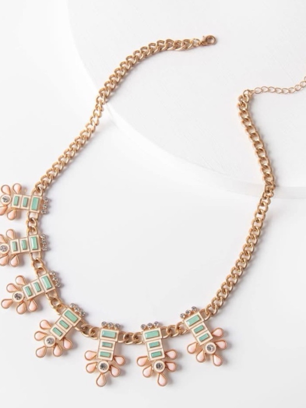 Gold-Tone Mint & Blush Floral Statement Necklace - Women Jewelry